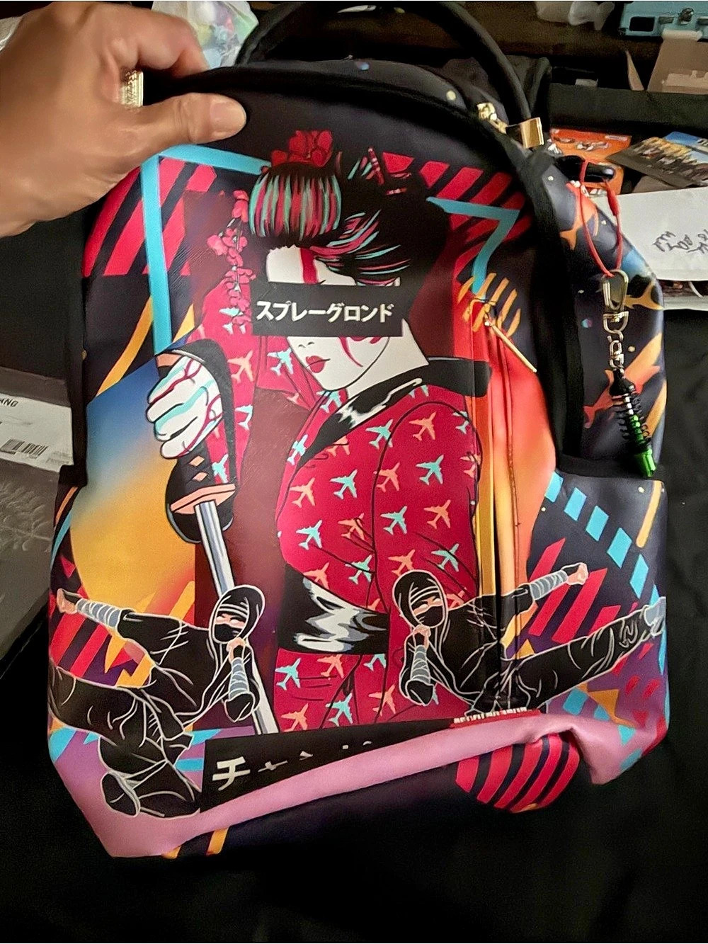 Sprayground Sakura Kimono DLXS Backpack Black & Red